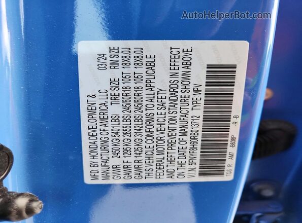 5FNYF8H60RB013712 2024 HONDA PASSPORT Blue 