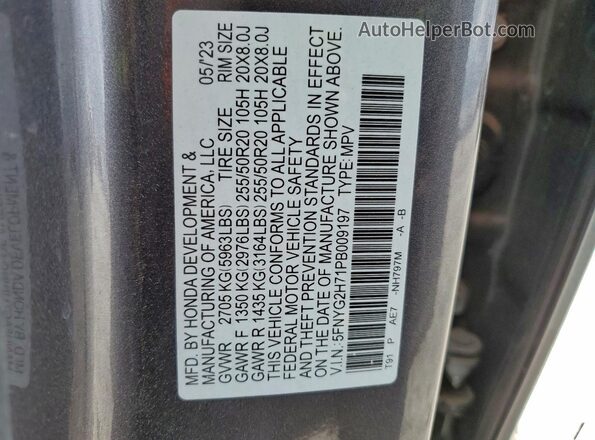 5FNYG2H71PB009197 2023 HONDA PILOT Gray სალონის 360-გრადუსიანი ხედი
