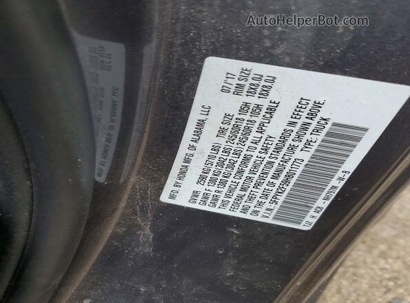 5FPYK2F59HB011773 2017 HONDA RIDGELINE Gray Вид наклейки з VIN-кодом