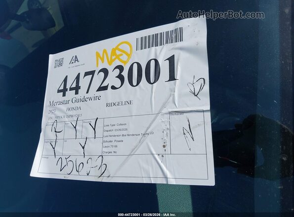 5FPYK3F1XPB052415 2023 HONDA RIDGELINE Silver 