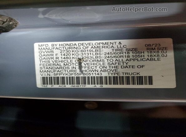 5FPYK3F55PB051143 2023 HONDA RIDGELINE Blue Widok komory silnika