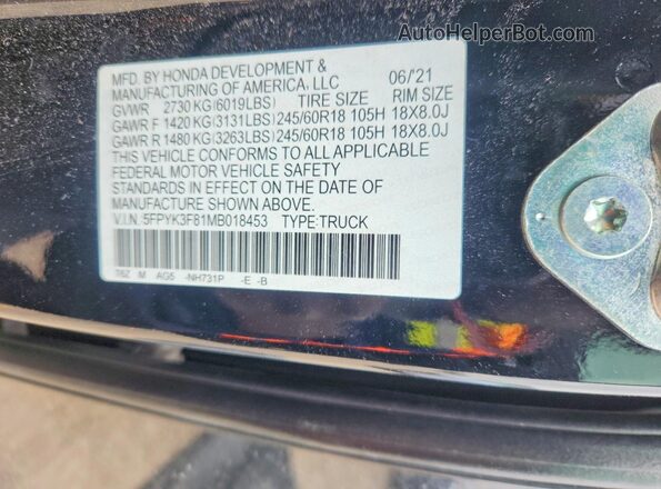 5FPYK3F81MB018453 2021 HONDA RIDGELINE Black 