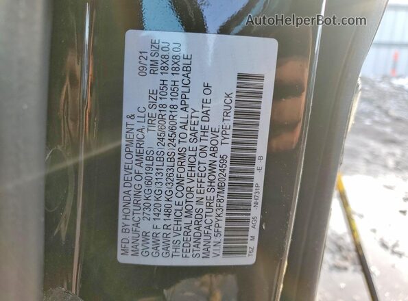 5FPYK3F87MB024595 2021 HONDA RIDGELINE Black Շարժիչի բաժամունքի տեսք