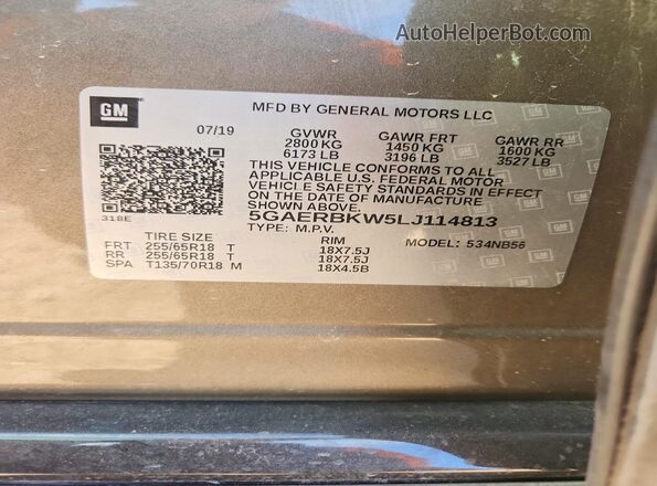5GAERBKW5LJ114813 2020 BUICK ENCLAVE Brown 