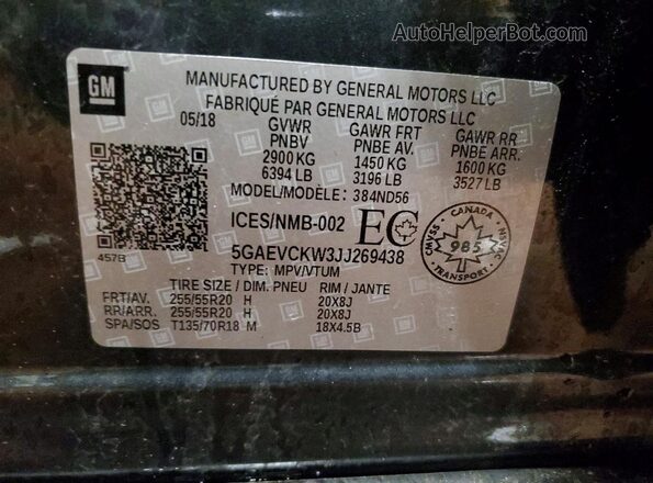 5GAEVCKW3JJ269438 2018 BUICK ENCLAVE Black 