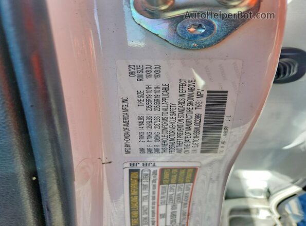 5J8TC1H35ML002289 2021 ACURA RDX White VIN sticker view