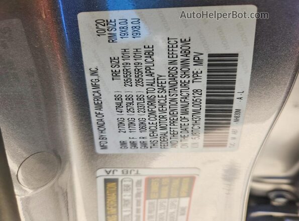5J8TC1H37ML005128 2021 ACURA RDX Silver Widok komory silnika