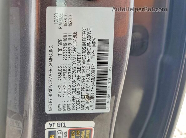 5J8TC1H54ML009171 2021 ACURA RDX Gray Vista interior de 360 grados