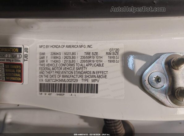 5J8TC2H34ML002029 2021 ACURA RDX White ძრავის განყოფილების ხედი