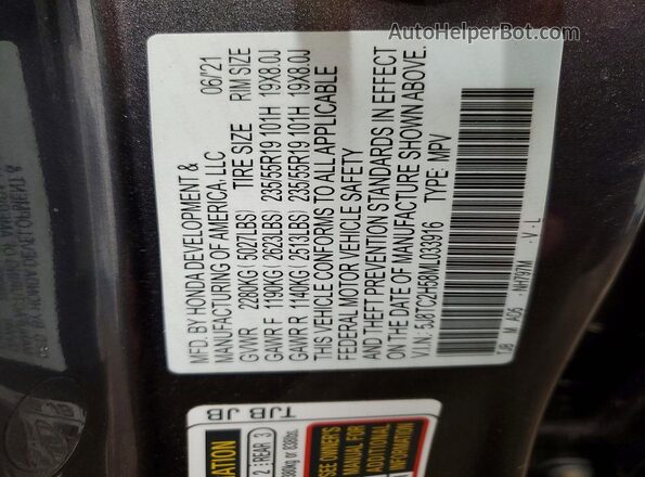 5J8TC2H58ML033916 2021 ACURA RDX Gray 