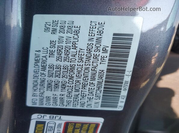 5J8TC2H60ML046054 2021 ACURA RDX Gray 360 interior view