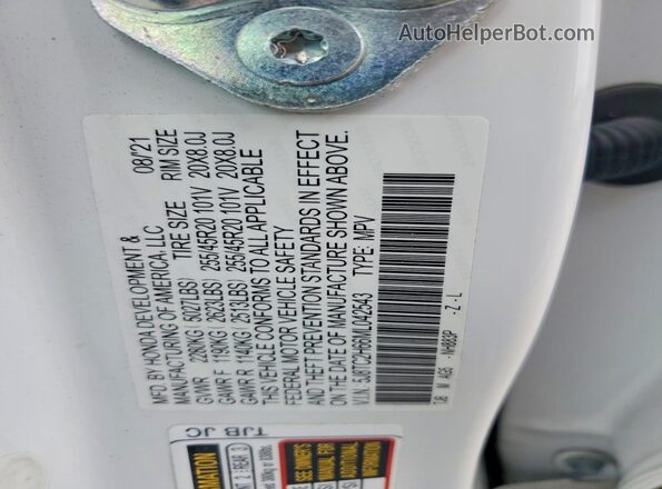 5J8TC2H66ML042543 2021 ACURA RDX White Engine compartment view