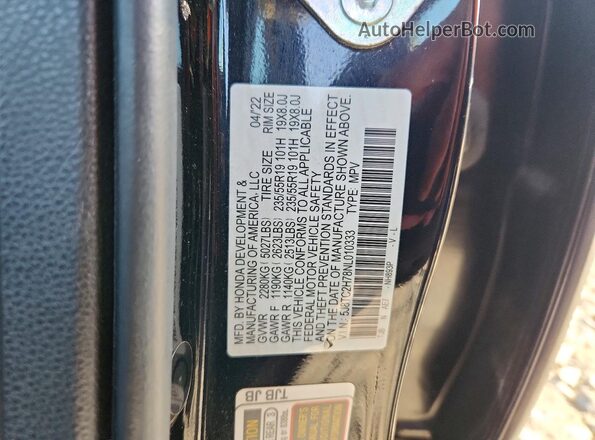 5J8TC2H78NL010333 2022 ACURA RDX Black Widok naklejki z numerem VIN