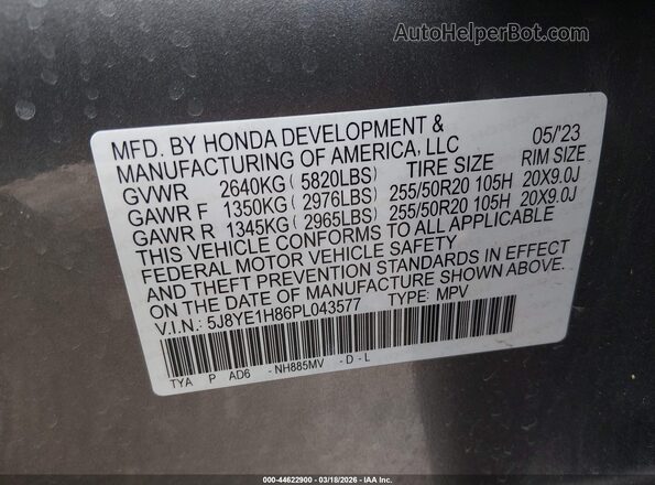 5J8YE1H86PL043577 2023 ACURA MDX Gray 