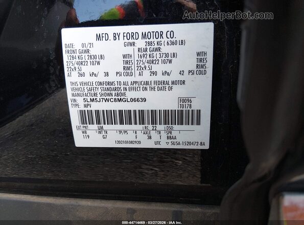 5LM5J7WC8MGL06639 2021 LINCOLN AVIATOR Black Engine compartment view