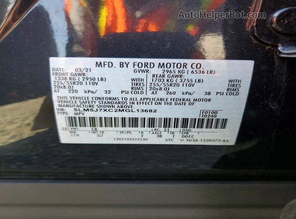 5LM5J7XC2MGL13682 2021 LINCOLN AVIATOR Charcoal 