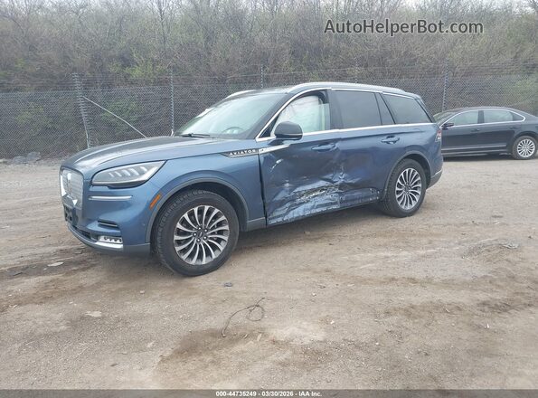5LM5J7XC4LGL08756 2020 LINCOLN AVIATOR Blue Առջևի ձախ երեք քառորդ տեսարան