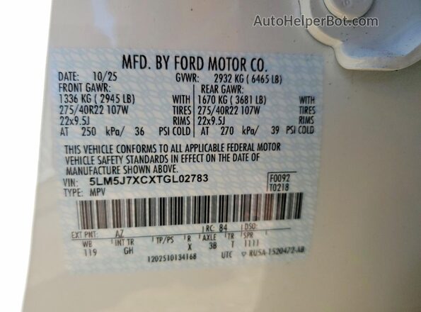 5LM5J7XCXTGL02783 2026 LINCOLN AVIATOR White Widok komory silnika