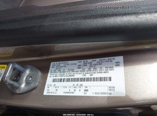 5LMCJ1D91LUL29255 2020 LINCOLN CORSAIR Gold 
