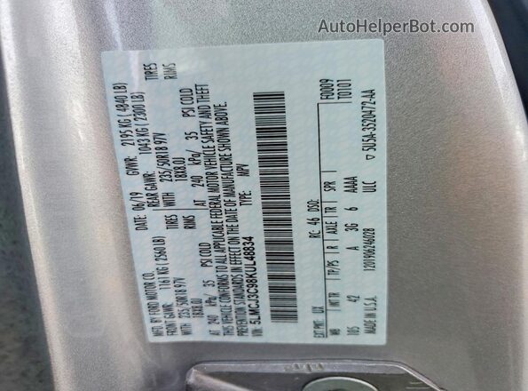 5LMCJ3C98KUL48834 2019 LINCOLN MKC Silver 