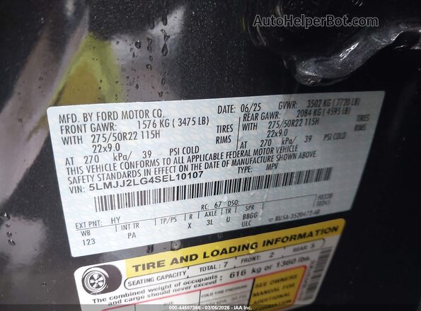 5LMJJ2LG4SEL10107 2025 LINCOLN NAVIGATOR Black Շարժիչի բաժամունքի տեսք