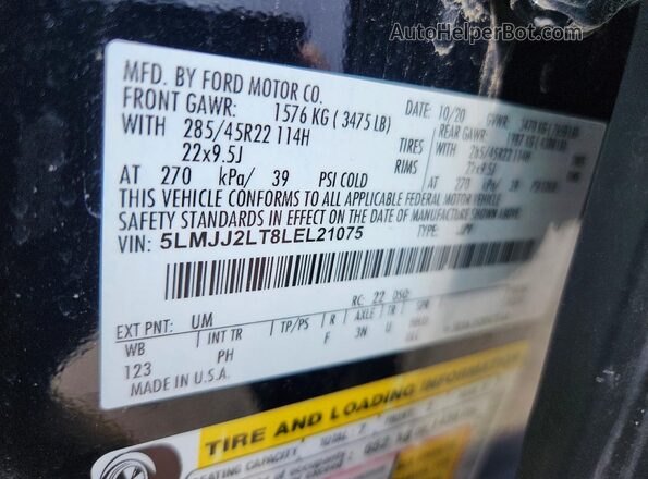 5LMJJ2LT8LEL21075 2020 LINCOLN NAVIGATOR Black VIN կոդի պիտակի տեսք