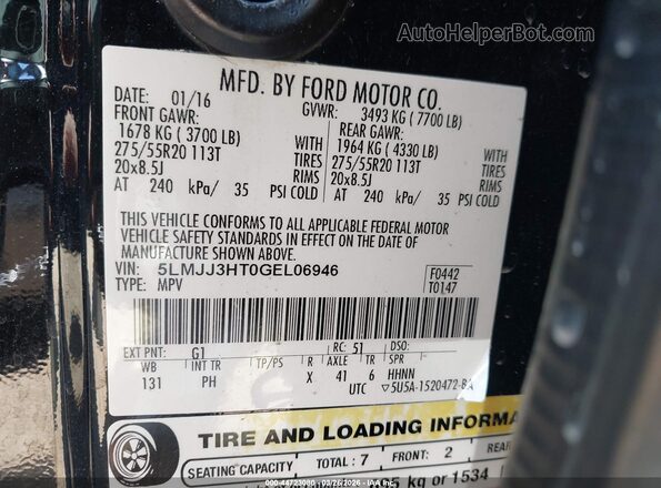 5LMJJ3HT0GEL06946 2016 LINCOLN NAVIGATOR L Черный Вид подкапотного пространства