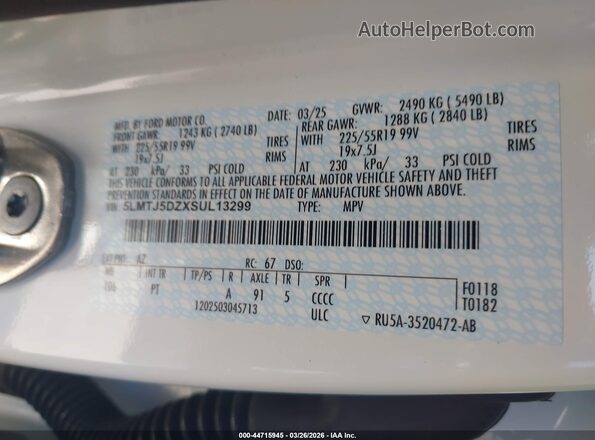 5LMTJ5DZXSUL13299 2025 LINCOLN CORSAIR White Widok komory silnika