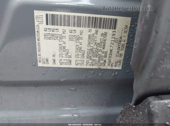 5N1AT3CBXMC721193 2021 NISSAN ROGUE Gray Շարժիչի բաժամունքի տեսք
