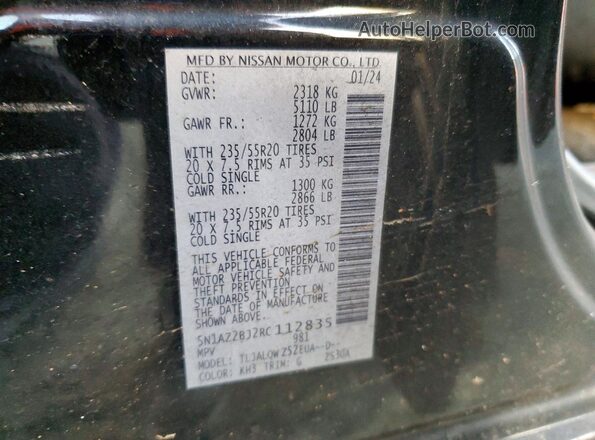 5N1AZ2BJ2RC112835 2024 NISSAN MURANO Черный Вид подкапотного пространства