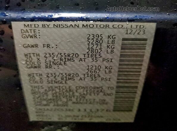 5N1AZ2CS3RC111376 2024 NISSAN MURANO Blue 