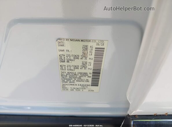 5N1AZ2MH8JN164490 2018 NISSAN MURANO White 