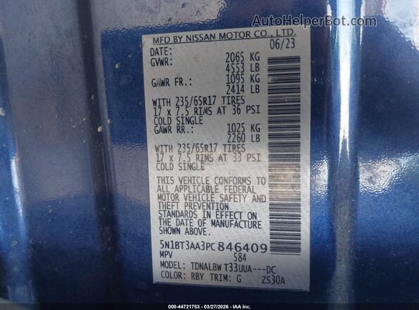 5N1BT3AA3PC846409 2023 NISSAN ROGUE Blue 