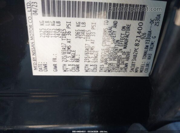 5N1BT3AB2PC821400 2023 NISSAN ROGUE Black Engine compartment view