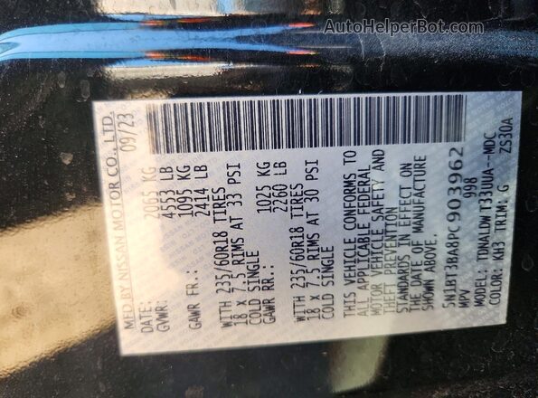 5N1BT3BA8PC903962 2023 NISSAN ROGUE Black Панорамний вид салону 360°