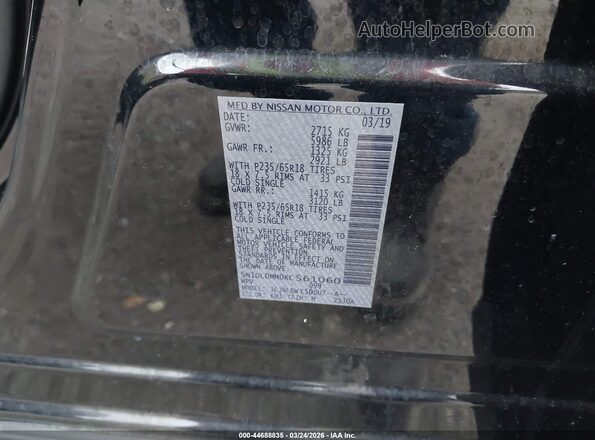 5N1DL0MM0KC561060 2019 INFINITI QX60 Black Вид підкапотного простору