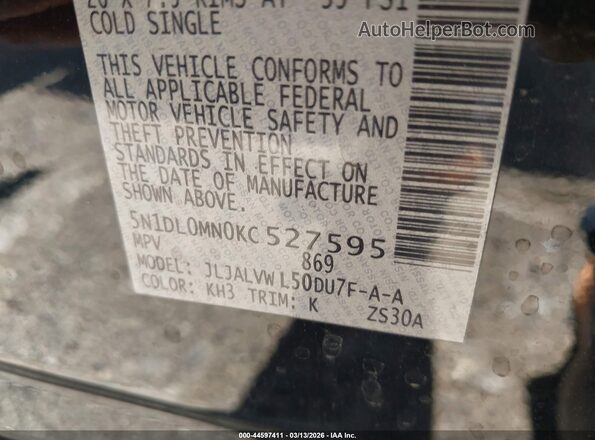 5N1DL0MN0KC527595 2019 INFINITI QX60 Черный Вид подкапотного пространства