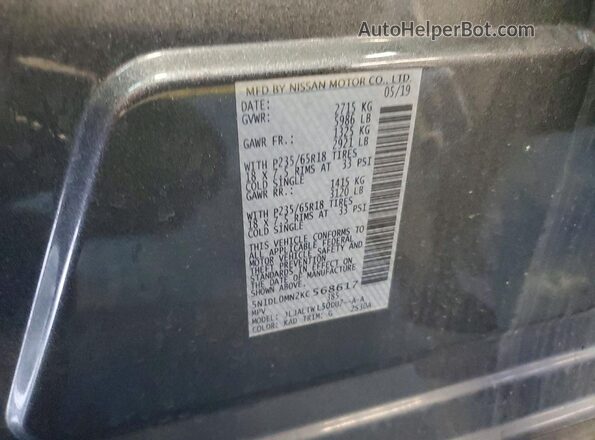 5N1DL0MN2KC568617 2019 INFINITI QX60 Gray 