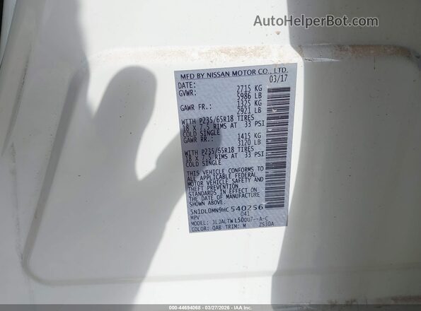 5N1DL0MN9HC540256 2017 INFINITI QX60 White Vista del compartimento del motor