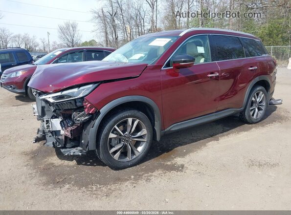 5N1DL1FS4NC342494 2022 INFINITI QX60 Burgundy Vista tres cuartos delantera izquierda