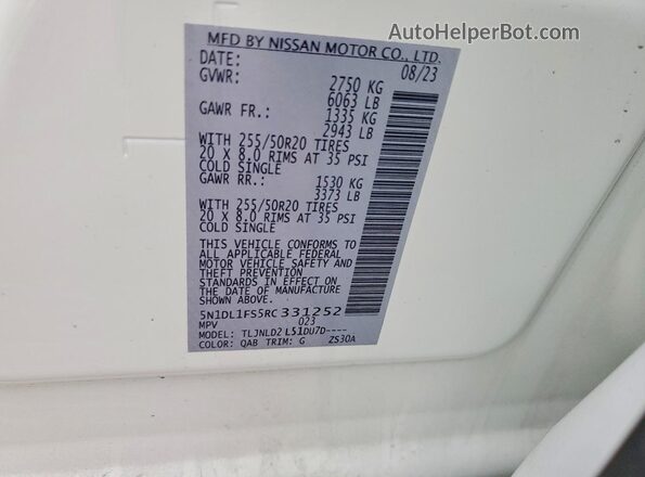 5N1DL1FS5RC331252 2024 INFINITI QX60 White 360 interior view