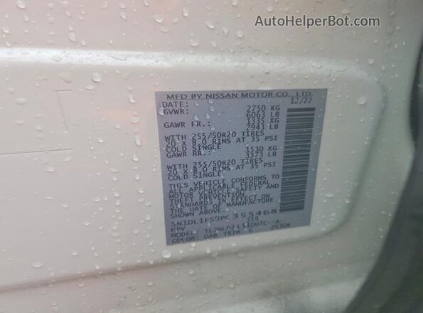 5N1DL1FS9PC355468 2023 INFINITI QX60 White VIN կոդի պիտակի տեսք