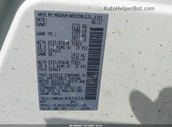 5N1DR2MM1HC697426 2017 NISSAN PATHFINDER White 