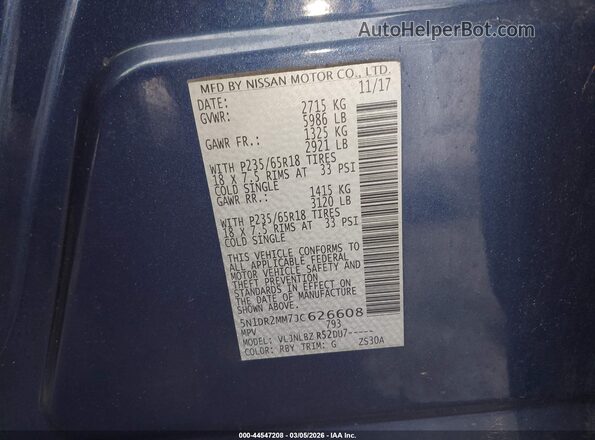 5N1DR2MM7JC626608 2018 NISSAN PATHFINDER Blue 
