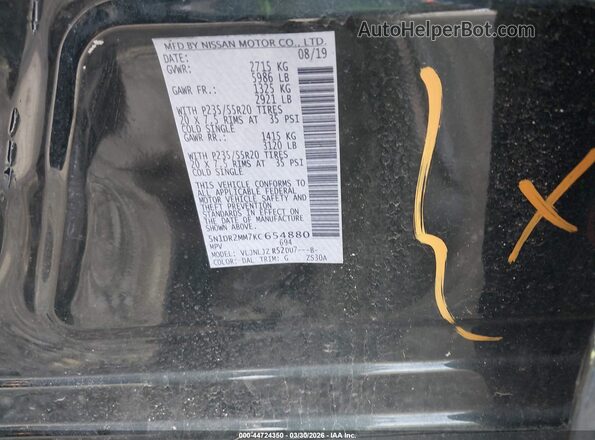 5N1DR2MM7KC654880 2019 NISSAN PATHFINDER Black Engine compartment view