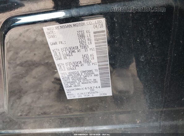 5N1DR2MMXJC658744 2018 NISSAN PATHFINDER Black ძრავის განყოფილების ხედი