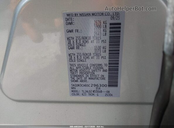 5N1DR3CA6SC296300 2025 NISSAN PATHFINDER Silver ძრავის განყოფილების ხედი