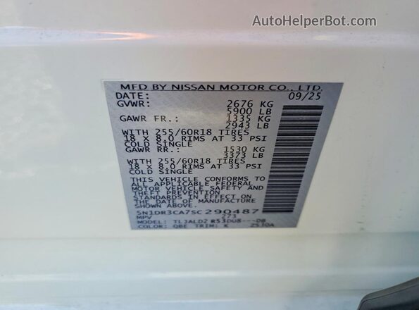 5N1DR3CA7SC290487 2025 NISSAN PATHFINDER White Շարժիչի բաժամունքի տեսք