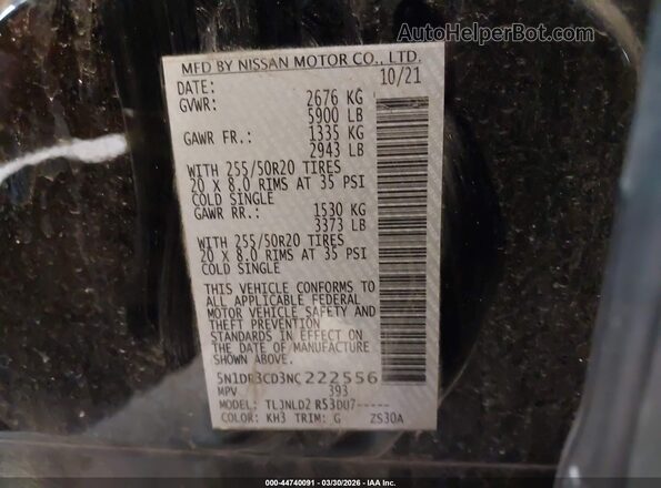5N1DR3CD3NC222556 2022 NISSAN PATHFINDER Black Engine compartment view