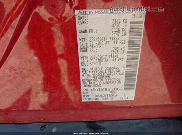 5N1ET2MT3JC823062 2018 NISSAN ROGUE HYBRID Red 